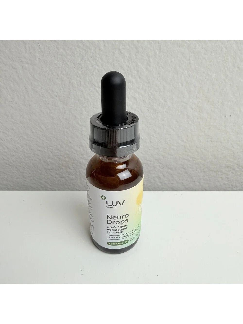 LUV Health Neuro Drops Peach Nectar Lion’s Mane Curcumin 1 fl oz 30mL